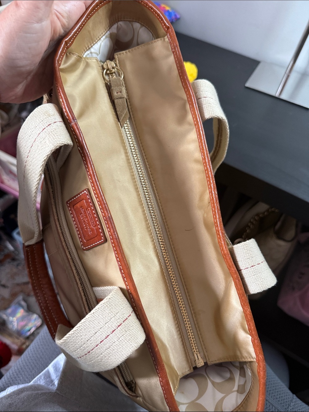 Coach Hamptons Weekend Gold Satin Tote - Picture 4 of 14